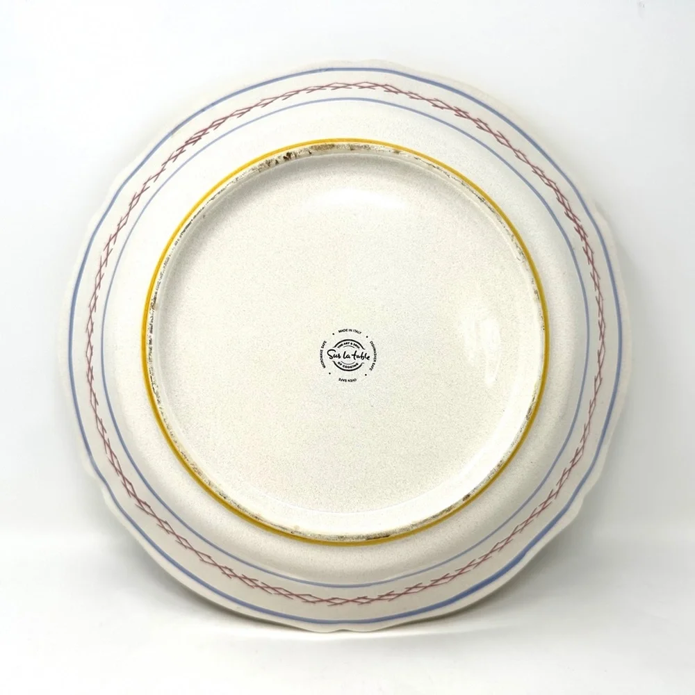 Rare Sur La Table Tuscan Fruit Pattern Lg. Serving Bowl Scalloped Rim Pretty!